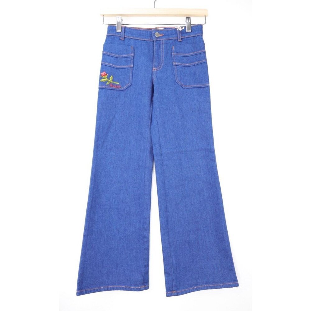 NWT Gucci Kids Girls Embroidered Flare Leg jeans Size 8